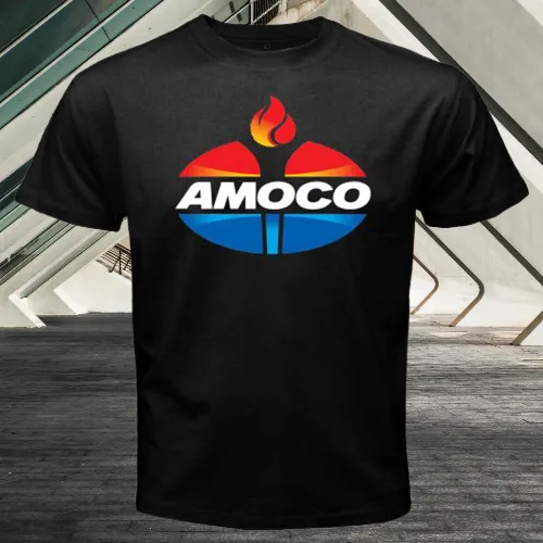 Новая рубашка Amoco Oil Logo Мужская черная футболка США размер от S до 5XL