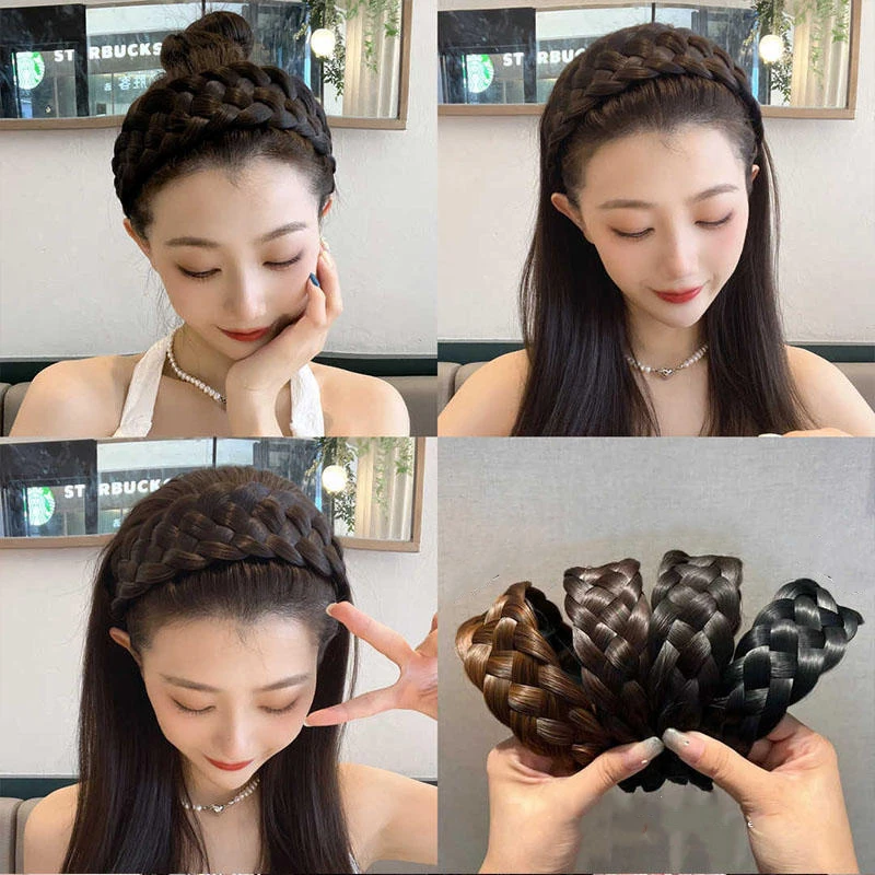 

Обруч для волос с пятью косичками Женский, модный элегантный плетеный ободок в Корейском стиле, нескользящий, Плетеный, с рыбьей косичкой