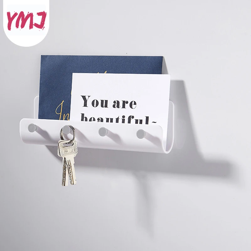 

U-shaped Punch-free Storage Rack with 4 Hooks Wall-mouted Storage Hook Shelf Frame Porch Key Bag Hhook Kitchen Bathroom Tools