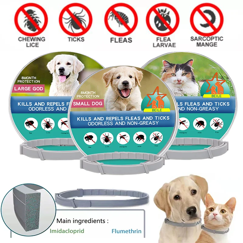 

Dog Anti Flea And Ticks Cats Collar Pet 8Month Protection Retractable Pet Collars For Puppy Cat Large Dogs Accessories
