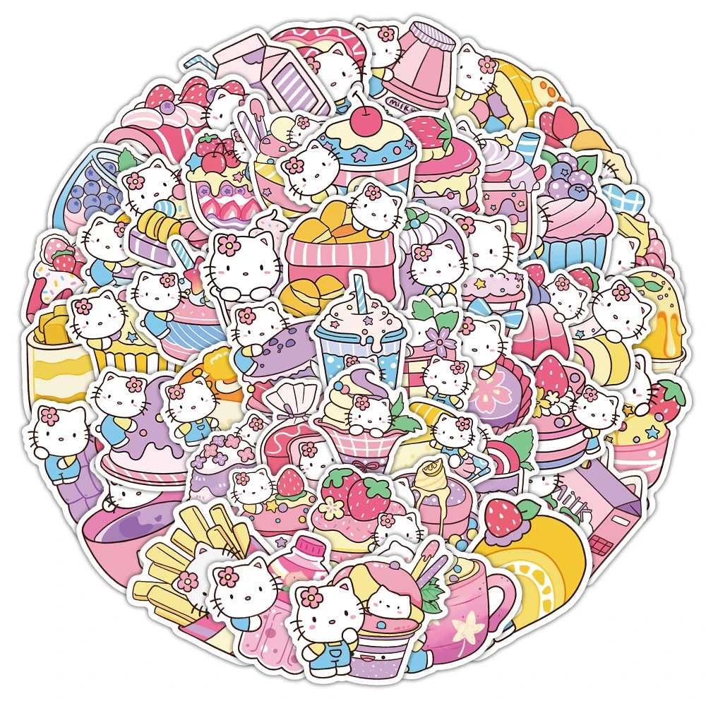 10/30/50/100 шт. милая забавная еда Hello Kitty наклейки на торт Кавайный мультфильм Санрио