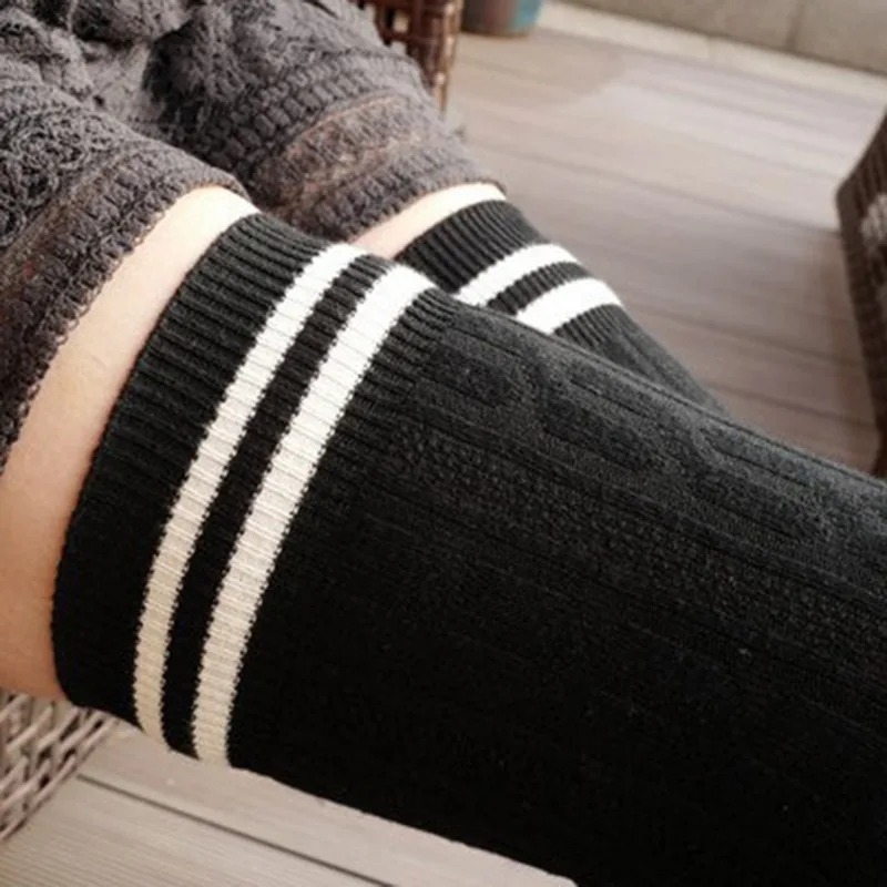 

Однотонные вязаные сексуальные чулки, женские теплые чулки выше колена, модные женские гетры-чулки