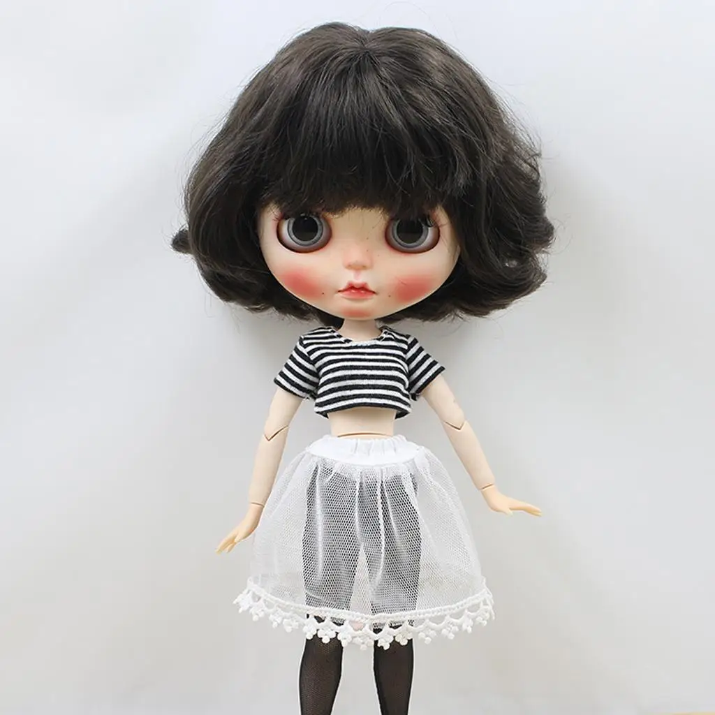 

1/6 Doll Striped T-shirt + Stockings+ Dress + for 12'' Dolls