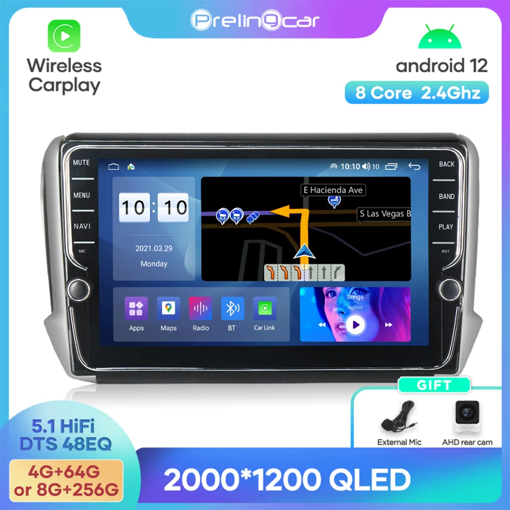 

Android 12 DTS Sound For Peugeot 208 2008 2013 - 2017 Years Navigation Multimedia Car Player Radio 2Din Stereo Bluetooth 48EQ