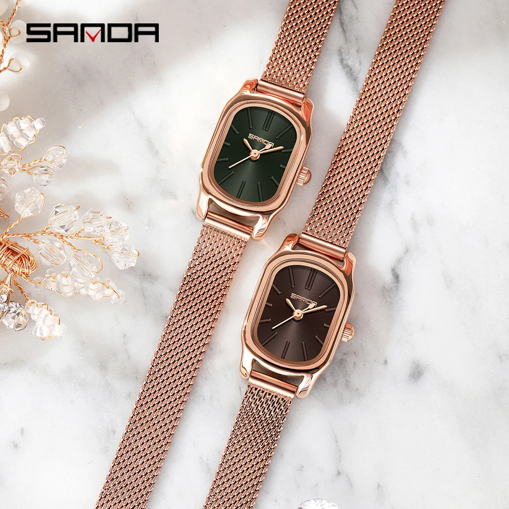 

SANDA Brand Luxury Women Watch Leather Casual Waterproof Ladies Quartz Wristwatch Rose Gold Clock Lover Gift Box Reloj Mujer