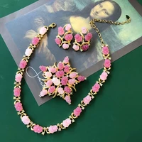 handmade flower resin jewelry necklace rose pink blue accessories