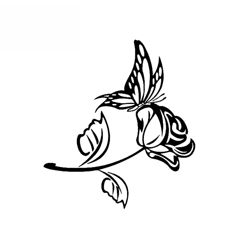 

Nifty Butterfly and Rose Delicate Vinyl Decal Car Sticker Black/Silver 15CM*16.7CM