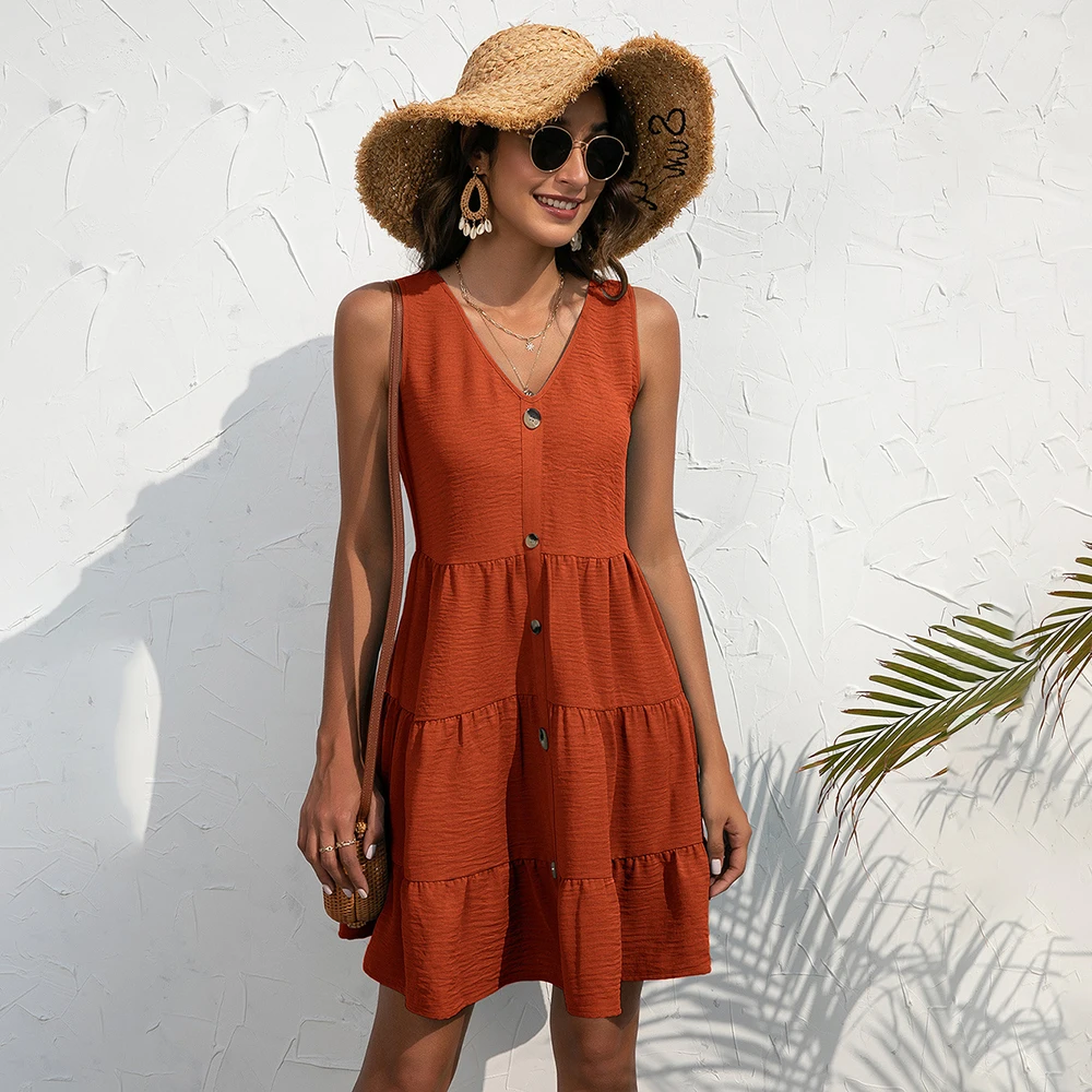 

Женское однобортное платье-пуловер на пуговицах, с V-образным вырезом