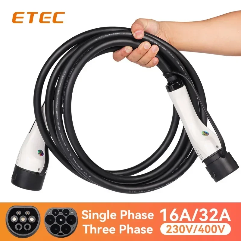 ETEC EKEP1-T2-D-16 типа 2 фотокабеля 16 А 230 кВт в однофазный разъем с кабелем 5 метров