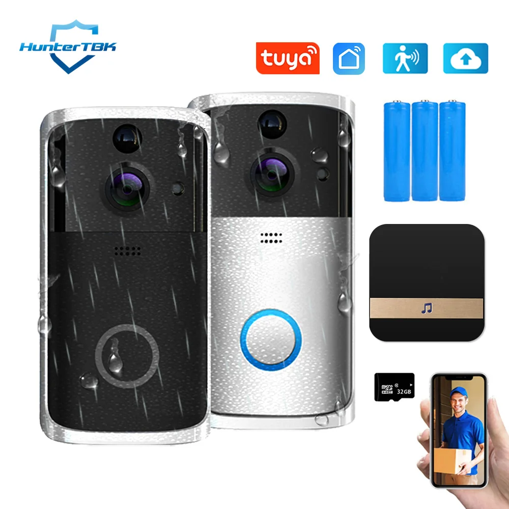 

1080P 720P Wireless Video Doorbell Camera Tuya Smart WiFi Door Bell 2-Way Audio Motion Detection Waterproof for Home Security