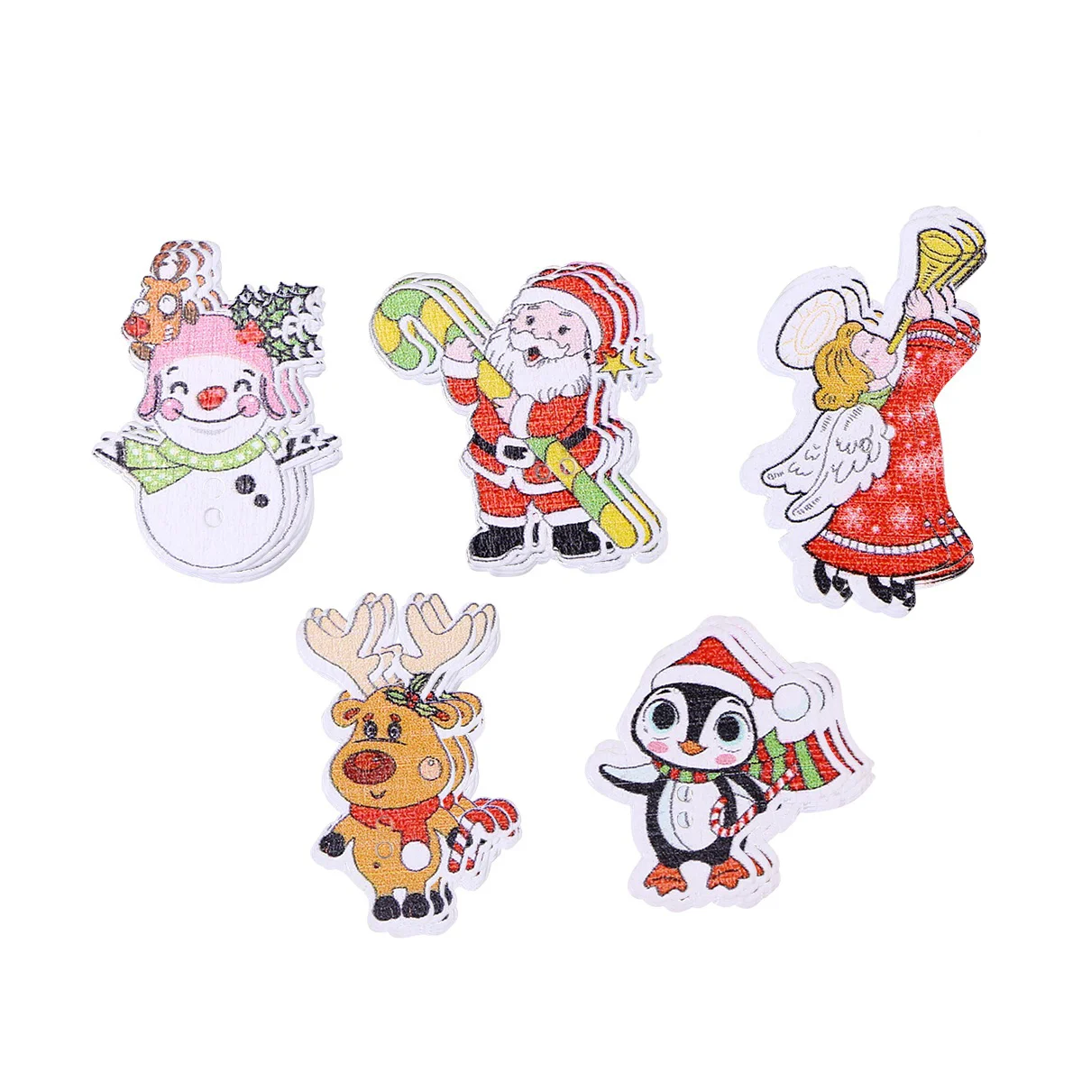 

Buttons Christmas Button Wooden Sewingwood Decorative Crafts Painted Diycolor Snowflake Craft Retro Mixed Clothing Cartoon