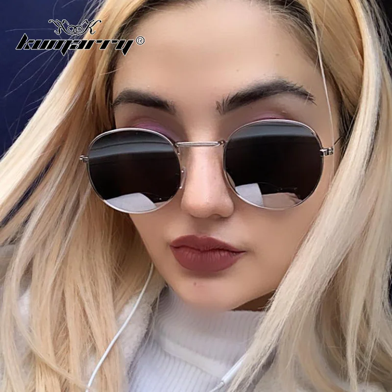 Очки солнцезащитные женские круглые в металлической оправе роскошные брендовые