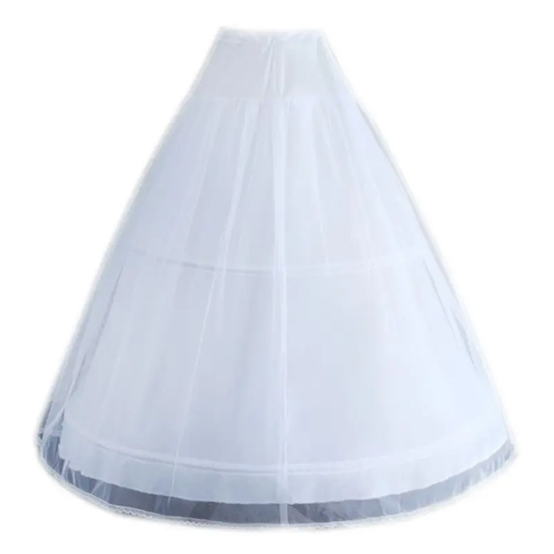 

652F Women White Wedding Petticoat 2 Hoop Double Layer Bridal Crinolines with Tulle