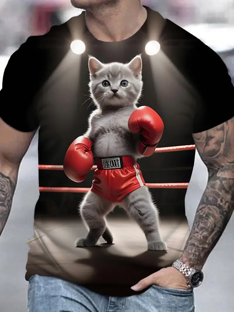 Мужская футболка с 3D принтом кота