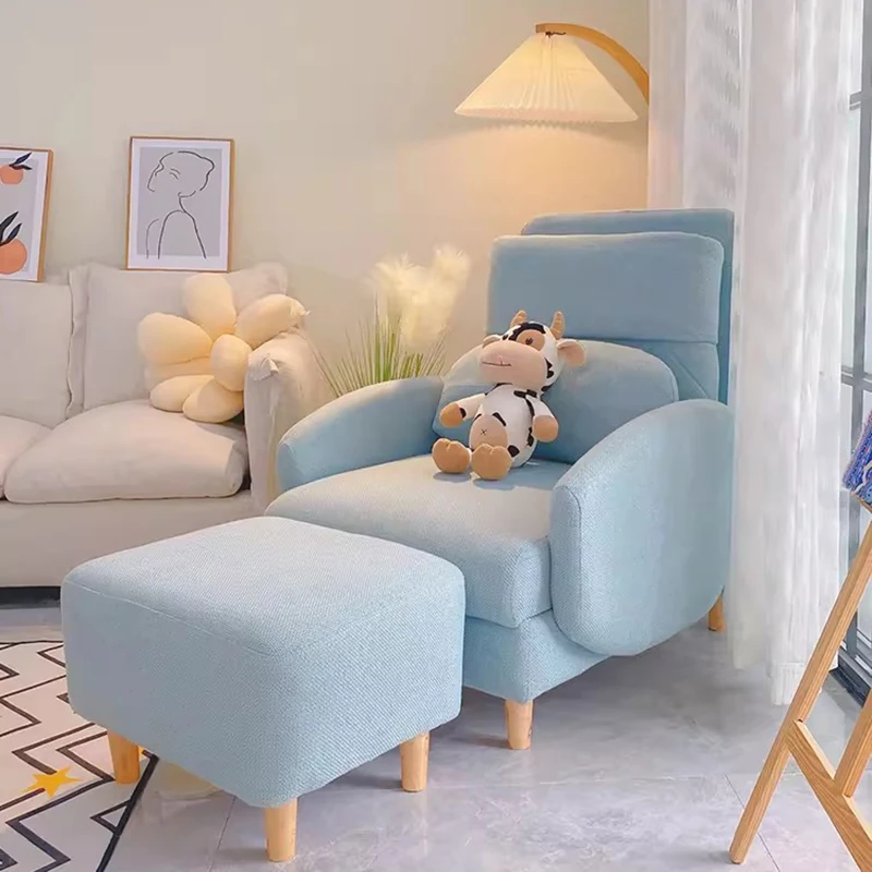 

Blue Minimalist Recliner Luxury Creative Office Back Rest Hotel Designer Chair EuropeanTerrace Sillones Puffs Cute Furniture