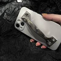 fun spoof door handle phone case for iphone 13 12 11 pro max mini x xs xr 7 8 plus se stereo matte plating silver iphone case