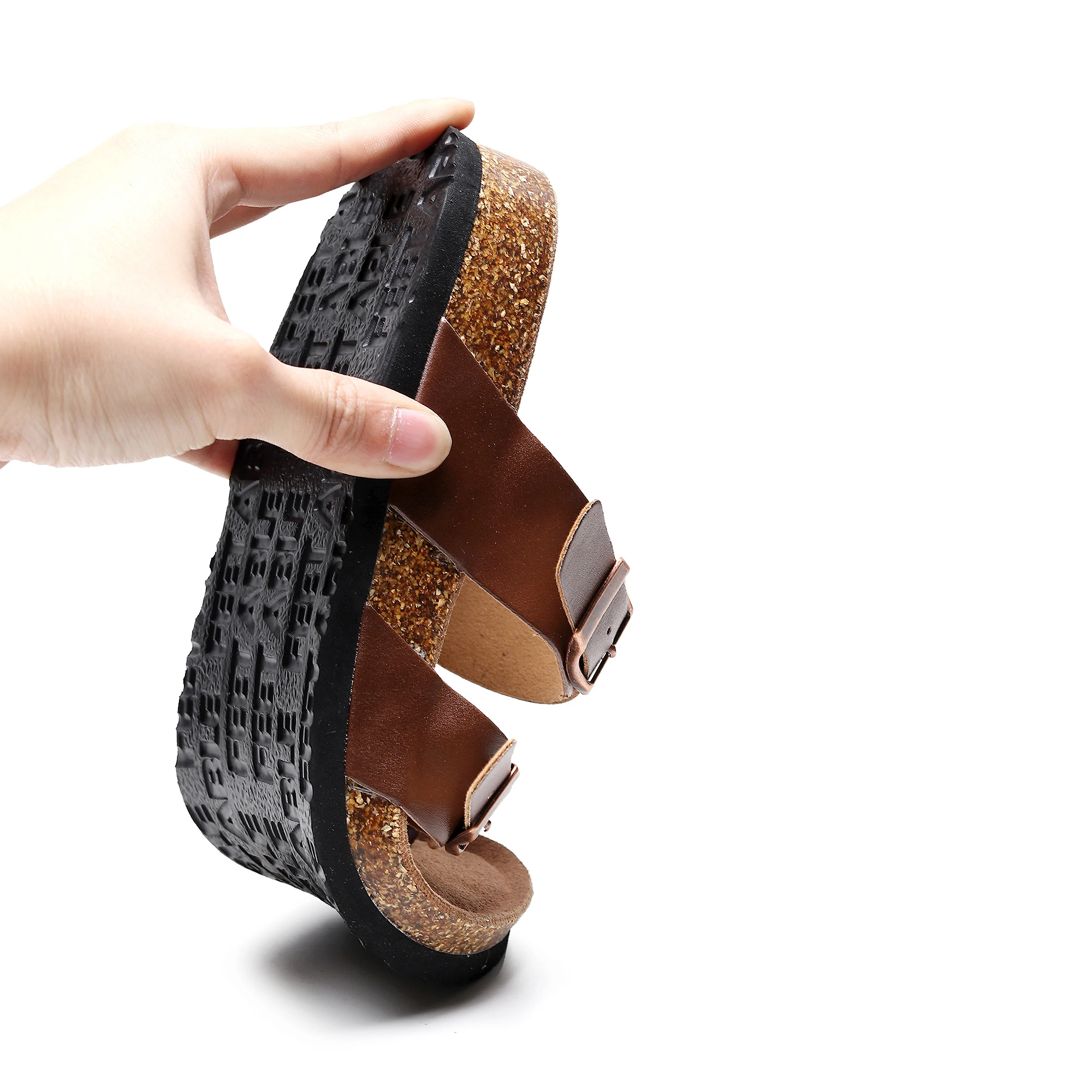 2024 новые розовые Золотые женские модные плоские шлепанцы пробковые туфли