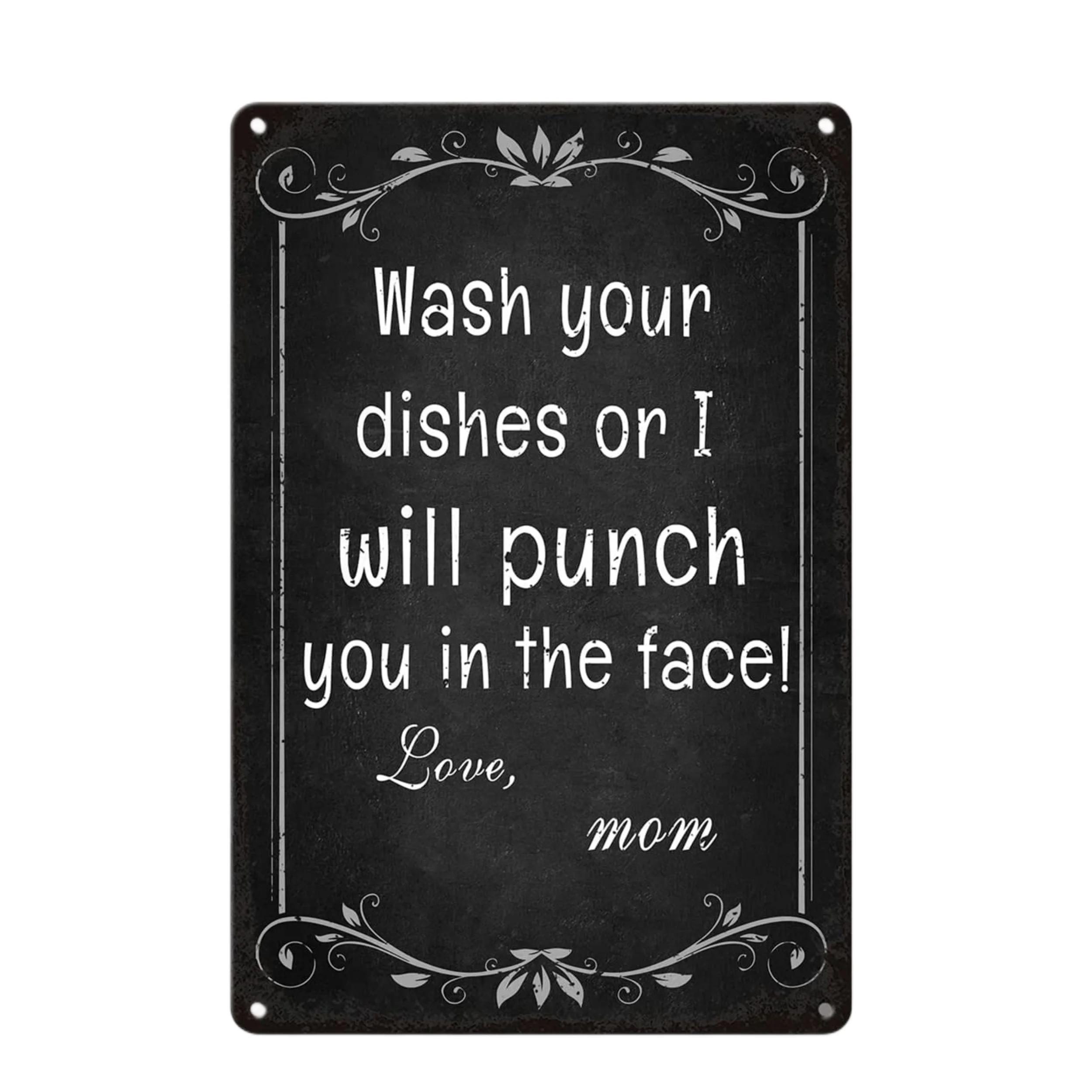 

«Кухонный знак-помойте посуду или я сделаю вам удар лицом», «Смешные Правила Дома», металлический жестяной знак (8 дюймов x 12 дюймов/20 см * 30 см)