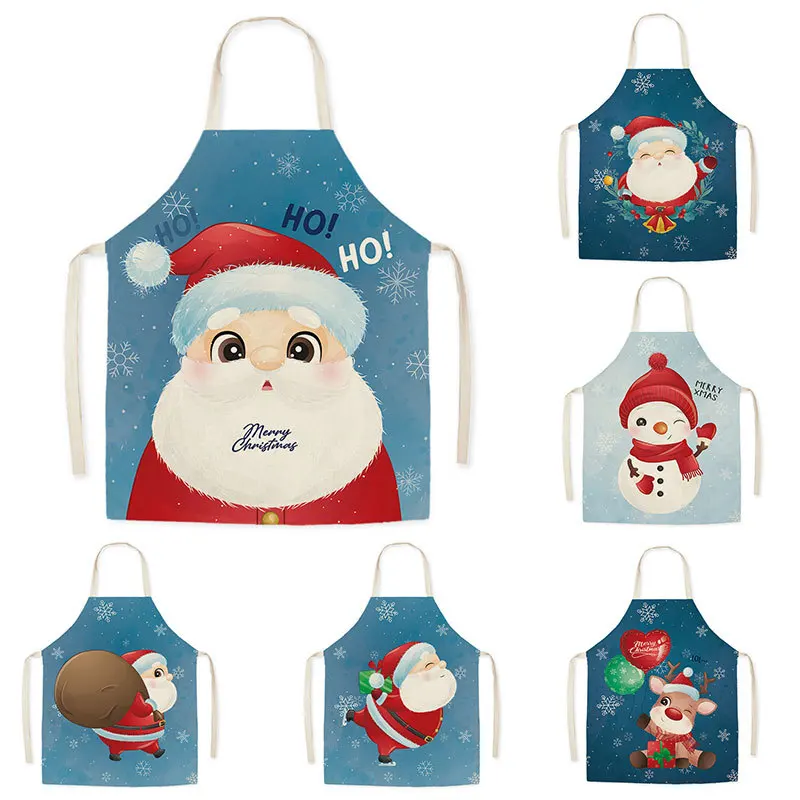 

Cute Cartoon Christmas Apron Linen Anti-oil Anti-fouling Children's Apron Adult Kitchen Housework Supplies Tablier фартук Chef