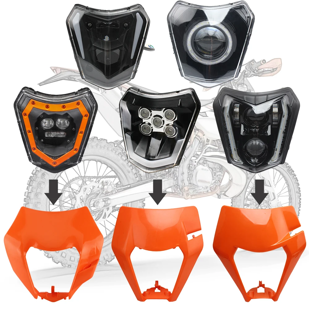 for KTM EXC Headlight LED Motorcycle Accessories Plate SX XCW 250 300 450 Headlamp Wick Motocross Headlights Dirt Bike Supermoto images - 6