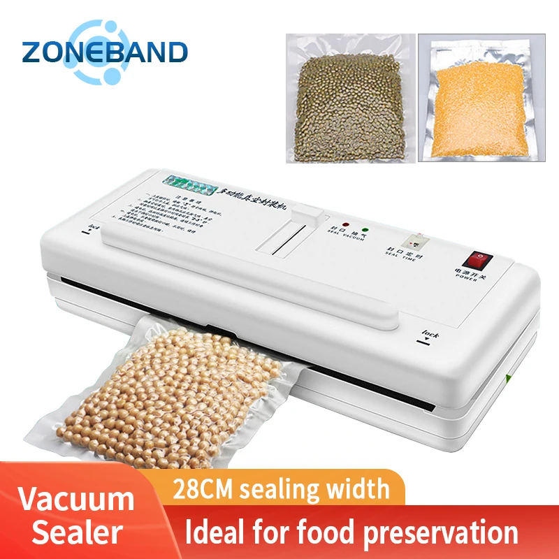 ZONEBAND Portable Vacuum Sealer Foodsaver Bag Sealing Packaging Machine 28cm Food Meat Vegetable Preservation Universal for Home