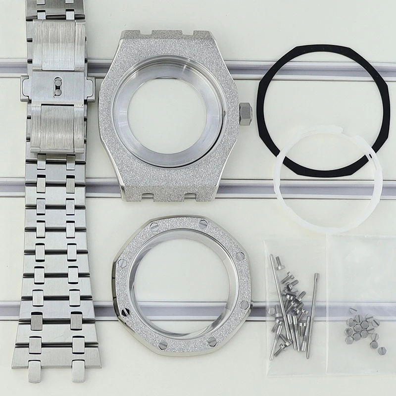 Корпус часов Frost Silver 41 мм детали ремешка для с сапфировым стеклом Seiko Royal nh35 nh34 nh36