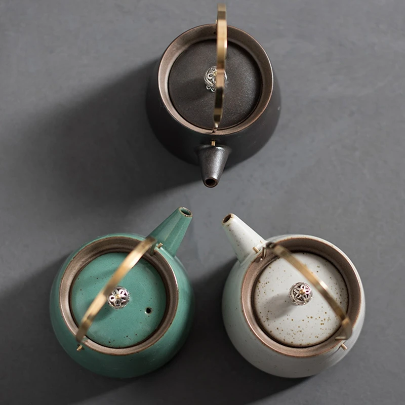 

Retro Ceramic Teapot with Handle Pottery Home Japanese Style Kung Fu Kettle Creative Teaware for Home for Office
