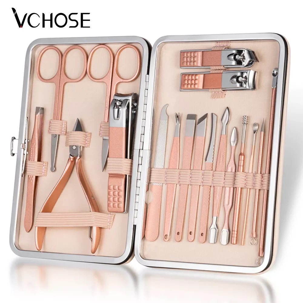 

Professional Nail Clippers 4-18 PCS Stainless Steel Pedicure Manicure Set Portable Hook Pliers Ear Pick Nail Clippers Tool Set