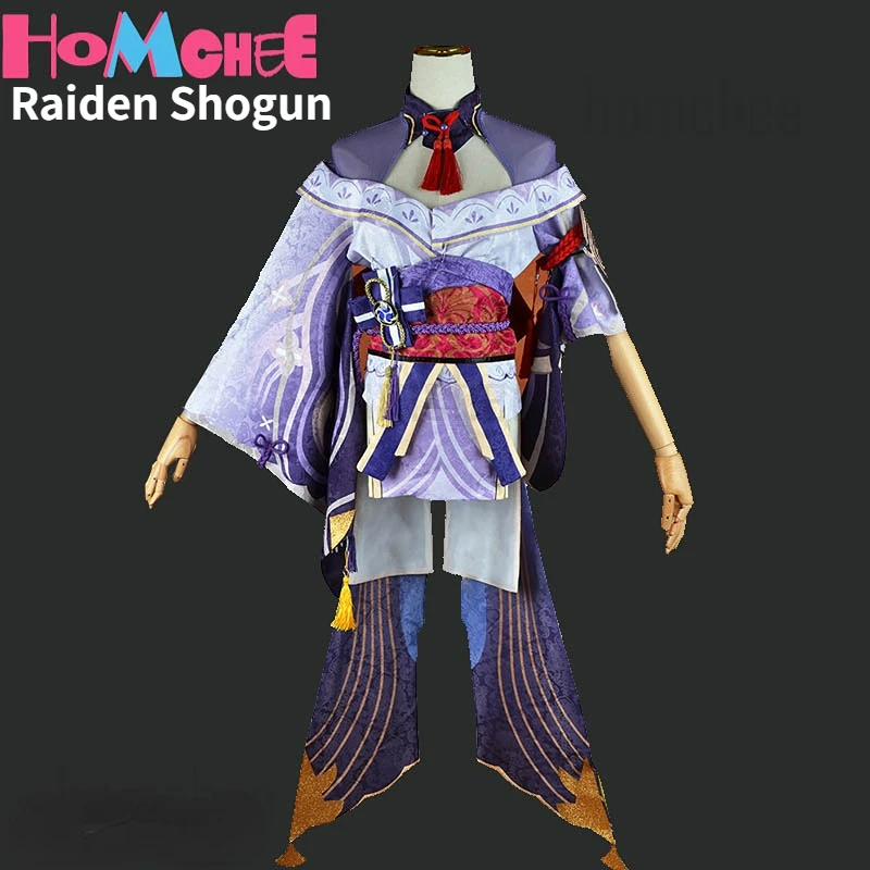 

HomChee COS Game Genshin Impact Cosplay Costume Raiden Shogun Baal Outfits Raiden Mei Full Set Dress Wig Headwear for Genshin