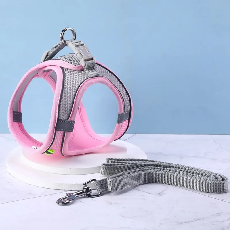 Жилетка-шлейка для собак с поводком регулируемый нагрудный ремень маленьких и