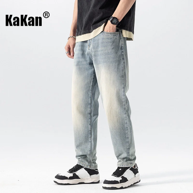 Kakan - European and American High Street Straight Pair Jeans, Spring and Autumn New Stretch Slim Blue Jeans K03-3015