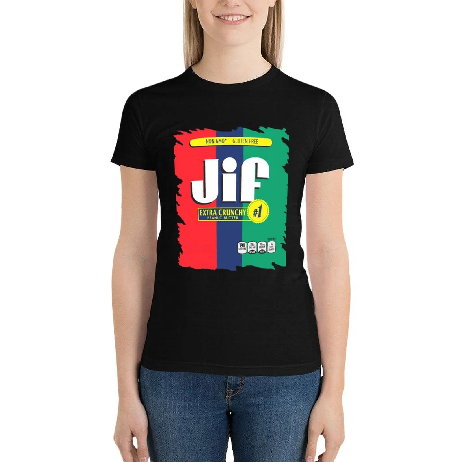 Jif хрустящая Дизайнерская футболка с арахисовым маслом модные корейские