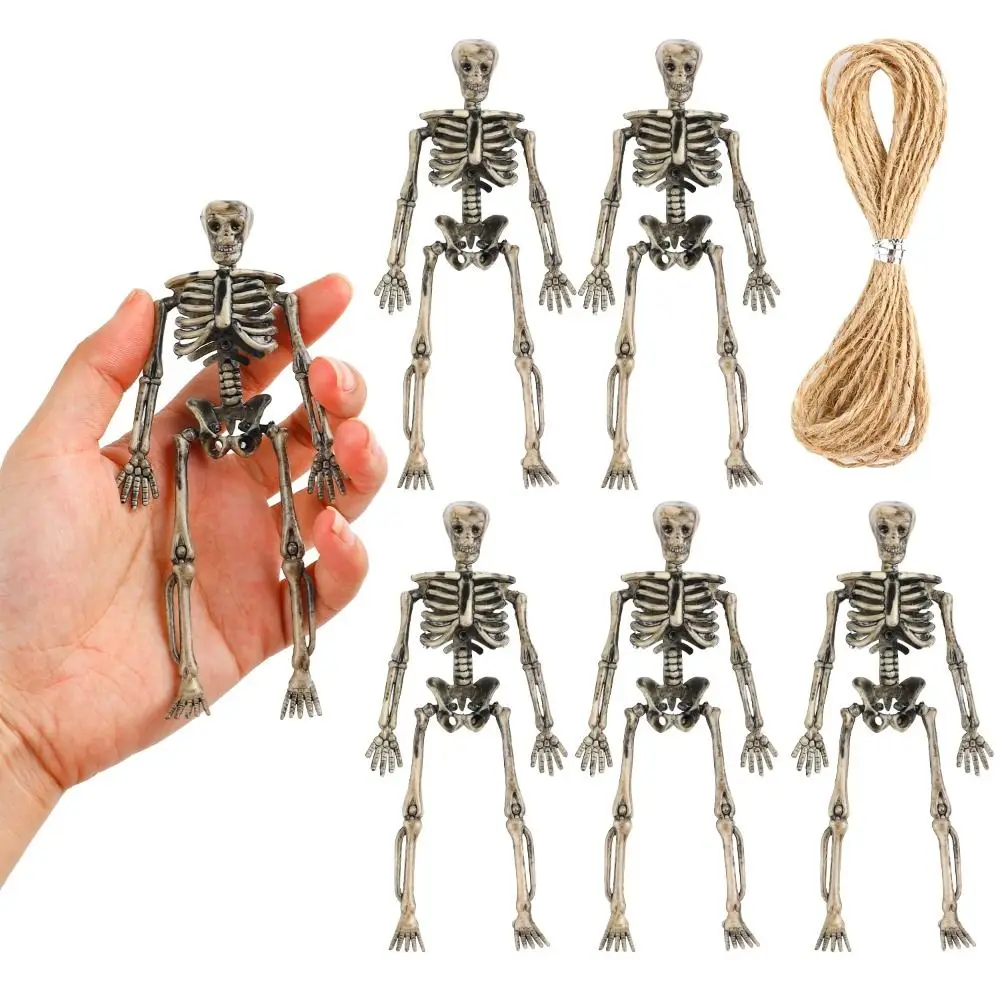 

8 шт., жуткий скелет для Хэллоуина, реквизит, пластиковые реалистичные человеческие кости, искусственное украшение для Хэллоуина