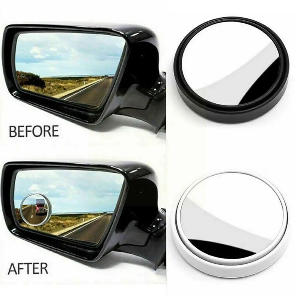 

1 Pair Car Rear View Mirror 360 Degree Wide Angle Adjustable Mirror Reverse Large Small Vision Spot Round Assist Blind Mirr C9K6