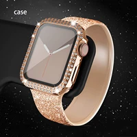 diamond case for apple watch 7 41mm 45mm 44mm 40mm 42mm 38mm accessories bling bumper protector cover iwatch series 3 4 5 6 se 7