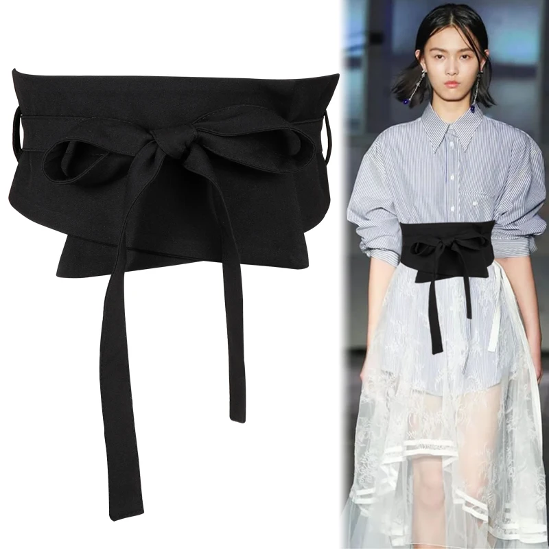 X6104 Women's Waist Belt Cover with Shirt Fashionable Waistband Decoration Dress Girdle Girls Waistband Black Wide Belt