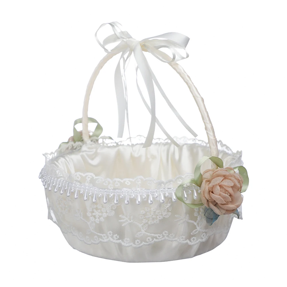 

Wedding Supplies Flower Girl Weaving Sprinkling Flower Basket Portable Creative Colorful Rose Bridal Flower Basket