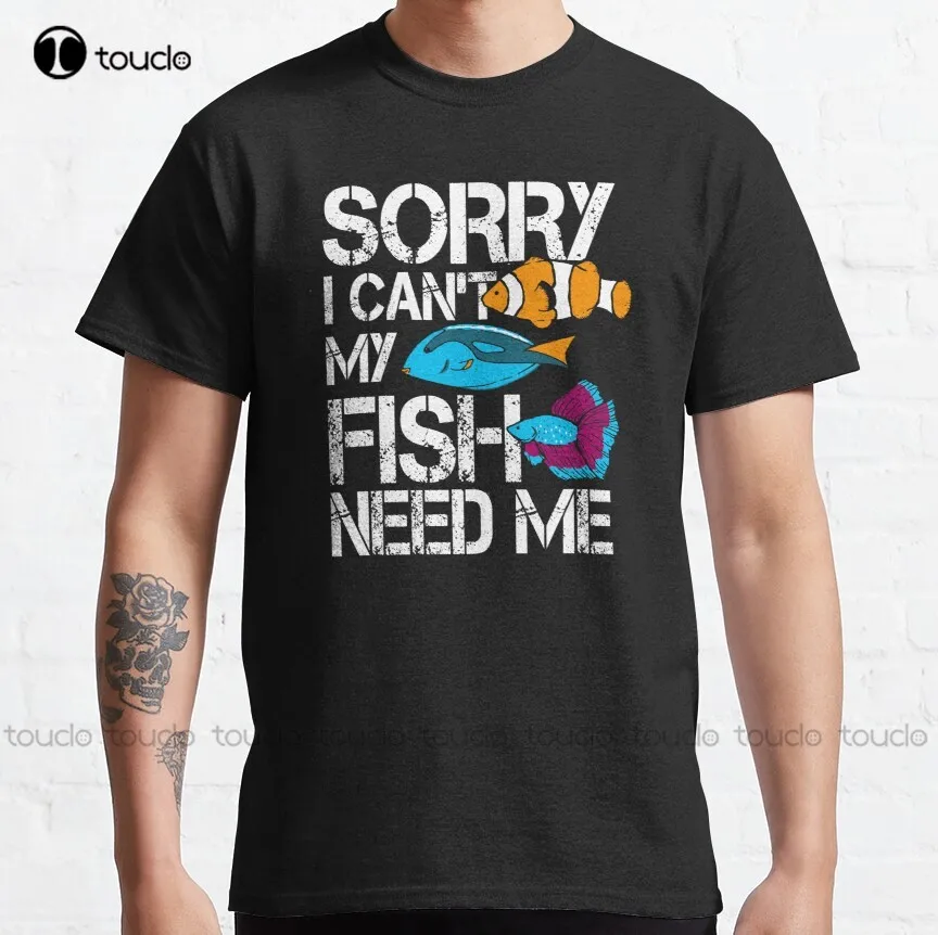 

Aquarium Gift Aquarist Tank Addiction Fish Keeping Lover Classic T-Shirt Blue Shirts For Men Funny Art Streetwear Cartoon Tee