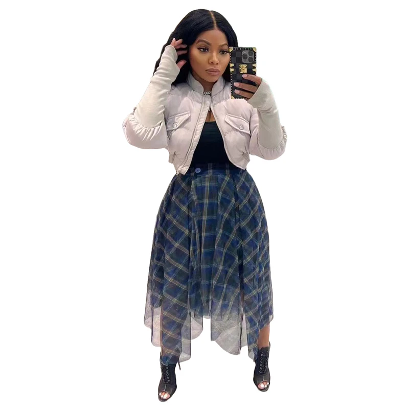 Solid Cotton Bubble Coats Women Fashion Casual Rib Patchwork Long Sleeve Zip Up Cropped Coats Top Streetwear Short Jackets