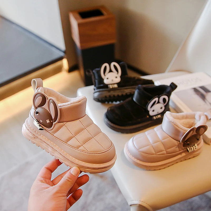 Розовые/черные ботинки средней длины на плоском каблуке для девочек с тотемным