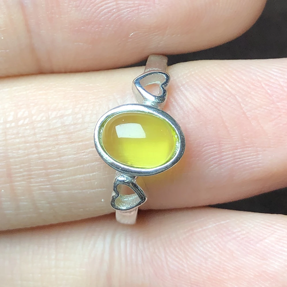 Женское кольцо из стерлингового серебра 925 пробы с овальным камнем в форме сердца