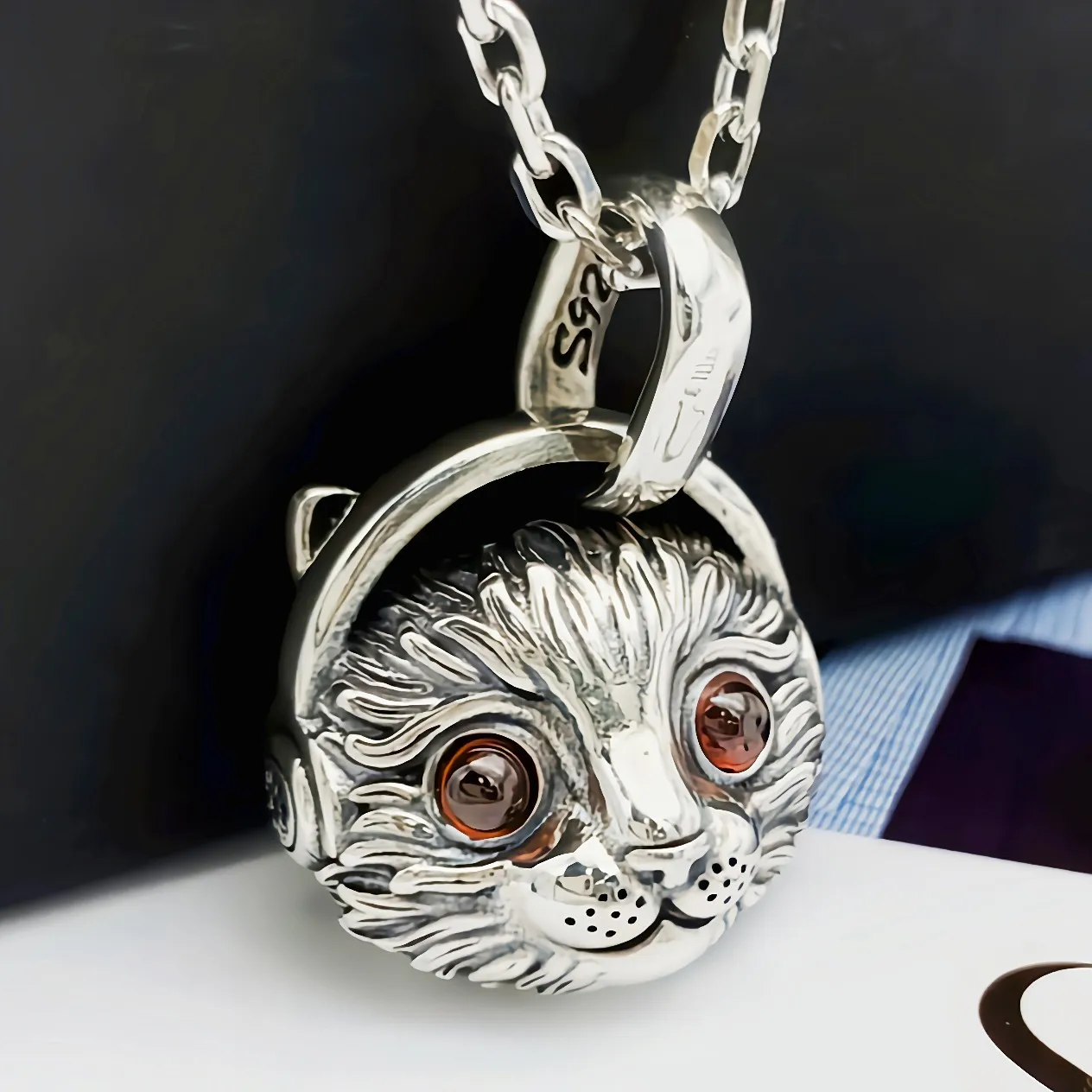 

MeiBaPJ S925 Sterling Silver Tide Brand Cat Pendant Personality Fashion for Women/Men Fine Jewelry Free Shipping