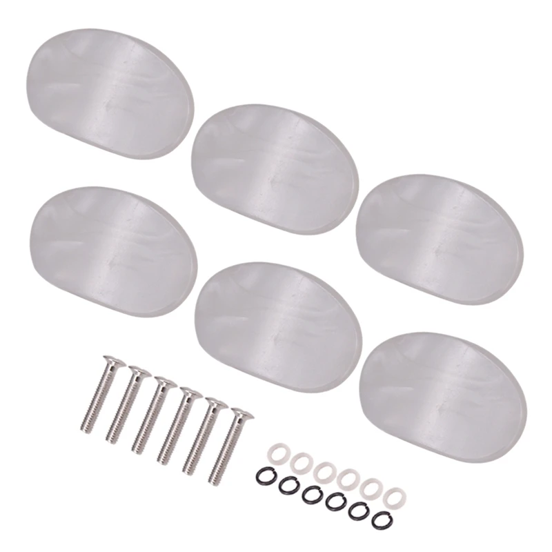

6 Pcs White Pearl Guitar Tuning Pegs Keys Button Tuners Machine Heads Premium Tuning Key Button Cap Knobs Handle Cap