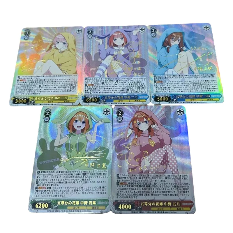 5 шт./компл. Acg карты для девочек квинтуплеты с золотым знаком флэш-карта