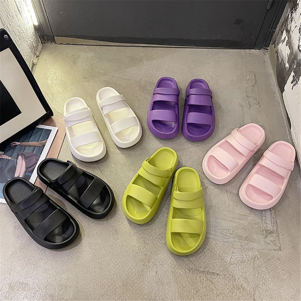 2022 Summer Women Thick Platform Slippers Beach Eva Flip Flops Soft Sole Slide Sandals Leisure Ladie Indoor Flat Anti-slip Shoes