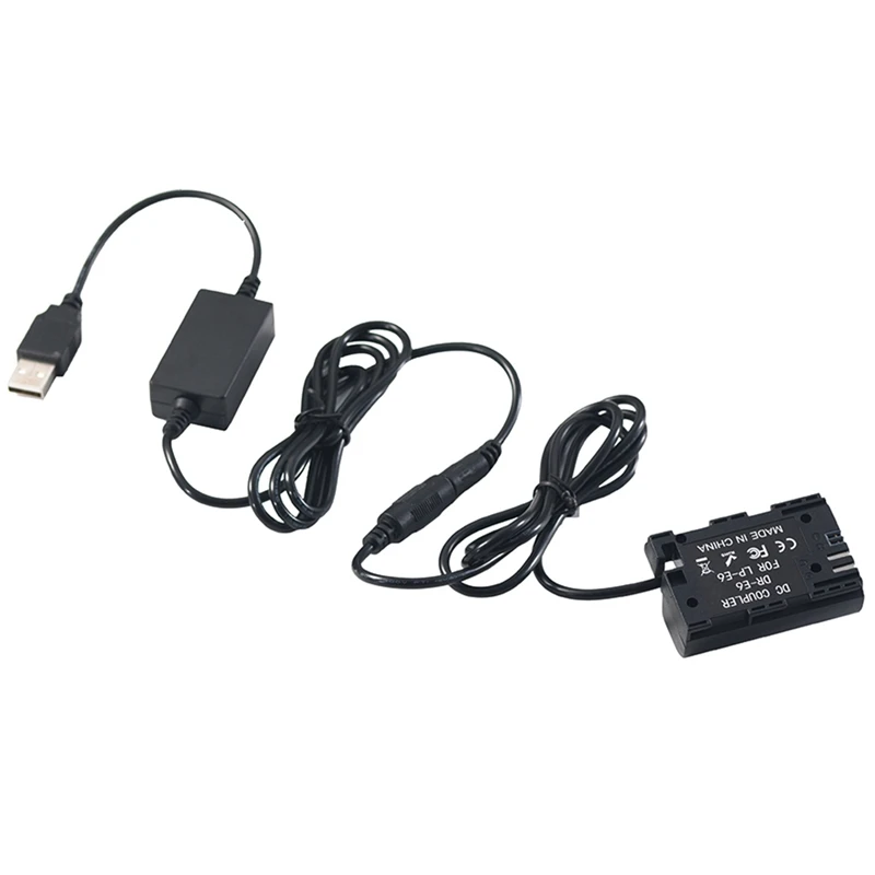 

USB 5V Dummy Battery LP-E6 And Boost Cable AC-PW20 DC Coupler Power Adapter For Canon EOS 5D2 5D3 5D4 6D 6D2 60D 7D 7D2