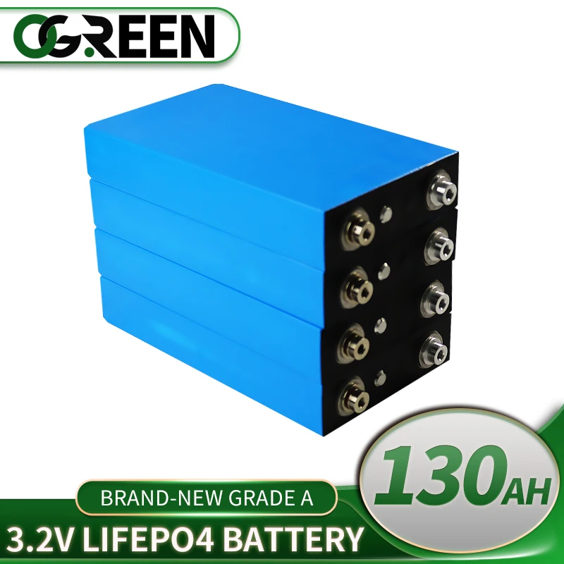 

Grade A LiFePO4 Battery 3.2V 130AH 1/4/8/16/32PCS Rechargeable Lithium Iron Phosphate Cell DIY 12V 24V 48V RV Boat Solar System