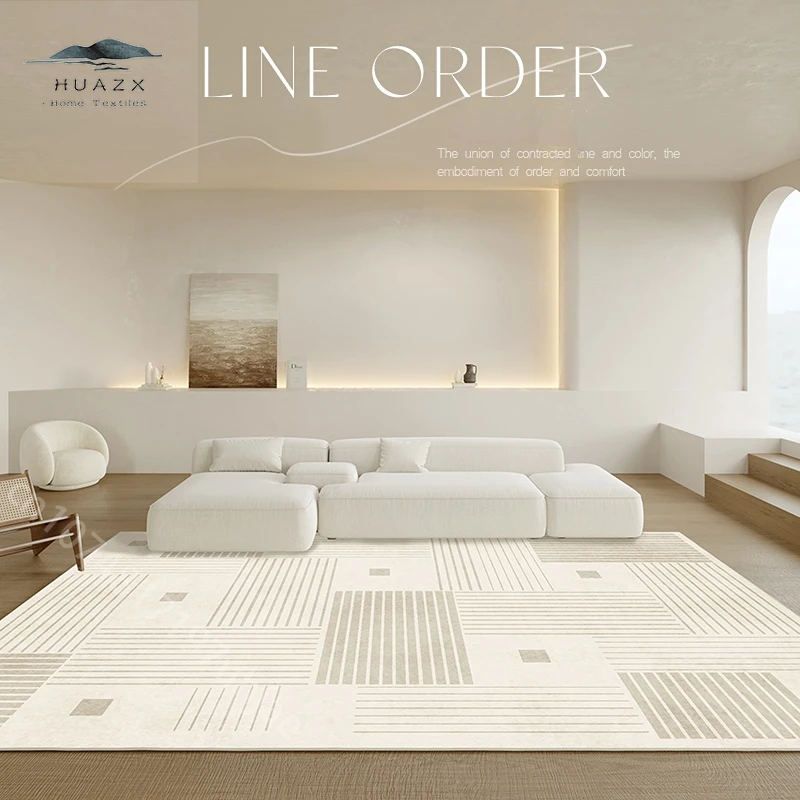 

Simple Striped Carpet for Easy Care Living Room Soft Light Luxury Bedroom Wabi Sabi Wind Large Area Cloakroom Decorative Rug