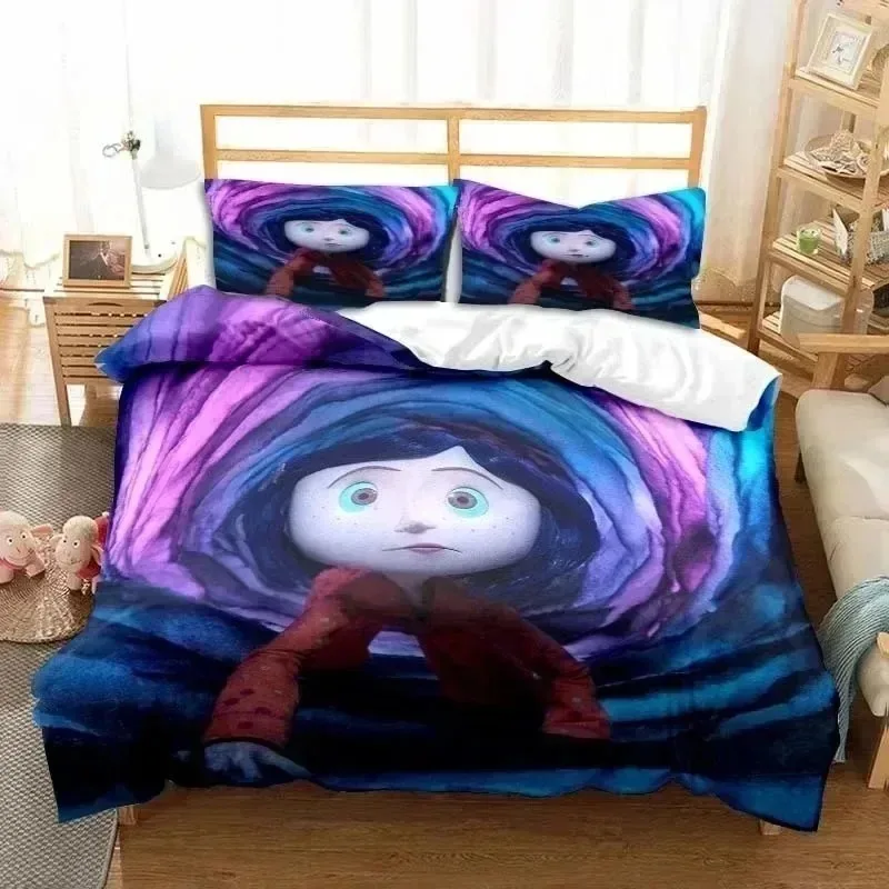 Фото Комплект постельного белья 3D Cartoon C-Coraline-S: пододеяльник и наволочки, для подростков и взрослых, роскошный подарок для мальчиков и девочек №3