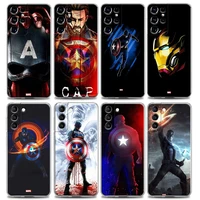 clear phone case for samsung s9 s10 4g s10e s20 s21 plus ultra fe 5g m51 m31 m21 case soft silicone marvel captain america